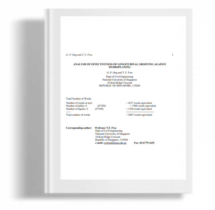 Analysis of effectiveness of longitudinal grooving against hydroplaning