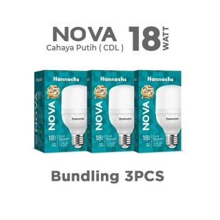 Hannochs Lampu Bohlam LED Nova 18W Cahaya Putih Paket isi 3pcs
