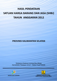 Hasil Pendataan Satuan Harga Barang dan Jasa Provinsi Kalimantan Selatan Tahun 2012
