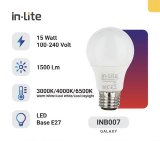InLite Lampu Bohlam LED 15 Watt Kuning