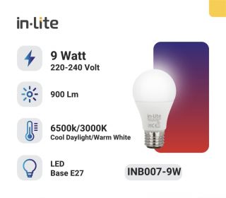 InLite Bulb Lampu Bohlam LED 9 Watt Kuning