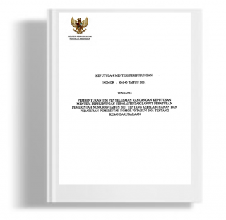 Keputusan Menteri Perhubungan Tentang Pembentukan Tim Penyelesaian Rancangan Keputusan Menteri Perhubungan Sebagai Tindak lanjut Peraturan Pemerintah No. 69 Tahun 2001 Tentang Kepelabuhan dan Peraturan Pemerintah No. 70 Tahun 2001 Tentang Kebandarudaraan