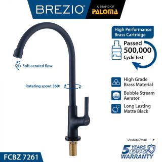 Paloma Brezio Pillar Sink Tap Mattel Black 1/2” FCBZ 7261