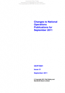 Changes to National Operations Publications for September 2011 GERT8001 Iss 31
