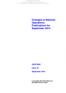 Changes to National Operations Publications for September 2014 GERT8001 Iss 43