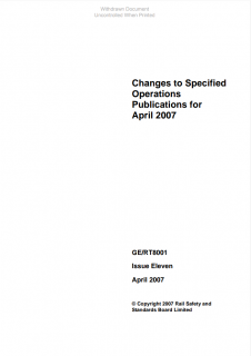 Changes to Specified Operations Publications for April 2007 GERT8001 Iss 11