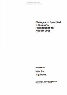 Changes to Specified Operations Publications for August 2005 GERT8001 Iss 1