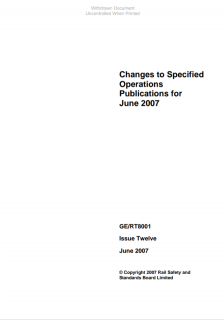 Changes to Specified Operations Publications for June 2007 GERT8001 Iss 12