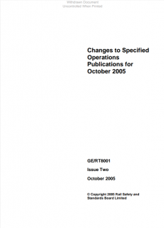 Changes to Specified Operations Publications for October 2005 GERT8001 Iss 2