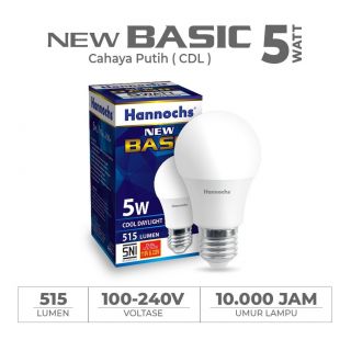 Hannochs Lampu Bohlam LED New Basic 5 watt Cahaya Putih
