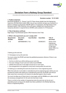 Duties of the engineering supervisor (ES) or safe work leader (SWL) in a possession 15-131-DEV