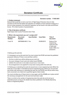 Duties of the engineering supervisor (ES) or safe work leader (SWL) in a possession 17-003-DEV