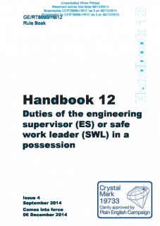 Duties of the engineering supervisor (ES) or safe work leader (SWL) in a possession GERT8000 HB12 Iss 4