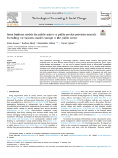 From Business Models for Public Actors to Public Service Provision Models: Extending the Business Model Concept to the Public Sector