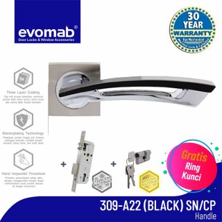 Evomab Lever Handle Set Hitam Pintu Modern Series 309-A22