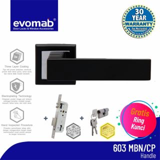 Evomab Lever Handle Set Matte Black Hitam Pintu Modern Novus Series 603