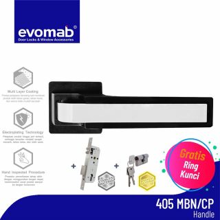 Evomab Lever Handle Set Hitam Pintu Modern Exclusive Series 405-MBN/CP