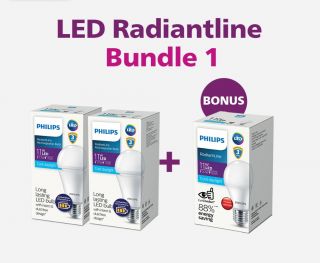 Philips 2 GRATIS 1 Radiantline Emergency LEDBulb 11W E27 6500K 230V Putih