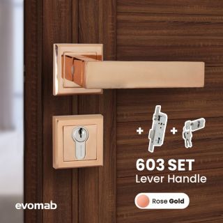 Evomab Lever Handle Set Rose Gold Pintu Modern Novus Series 603