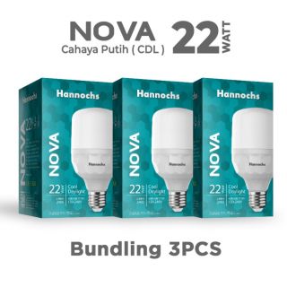 Hannochs Lampu Bohlam LED Nova 22W Cahaya Putih Paket isi 3pcs