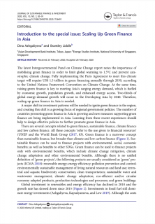 Introduction to The Special Issue Scaling Up Green Finance in Asia