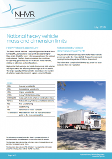 National Heavy Vehicle Mass and Dimension Limits