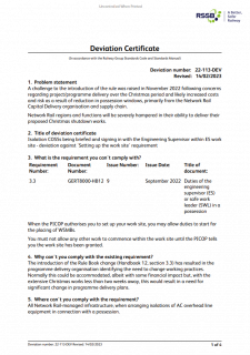 Revised duties of the engineering supervisor (ES) or safe work leader (SWL) in a possession 22-113-DEV