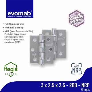 Evomab Engsel Pintu Stainless SUS 304 3x2.5x2.5 - 2Bb -NRP