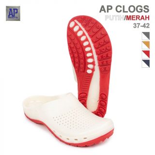 AP Boots AP CLOGS Putih Merah - Sepatu Slip On PVC