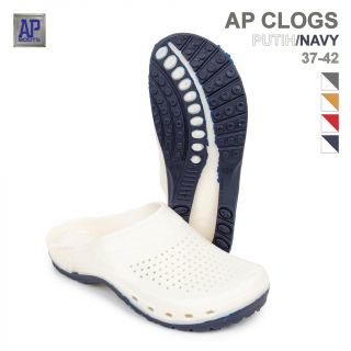 AP Boots AP CLOGS Putih Navy - Sepatu Slip On PVC
