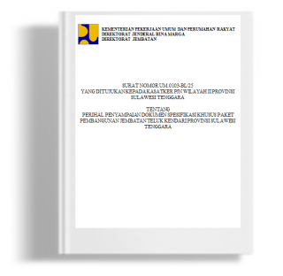 Surat Penyampaian Dokumen Spesifikasi Khusus Paket Pembangunan Jembatan Teluk Kendari Provinsi Sulawesi Tenggara
